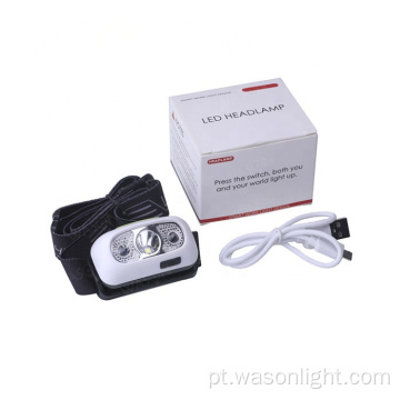 Novo super pequeno peso leve XPE 3W 250lumens Bright Headlamp LED USB Recarregável para corrida, caminhada